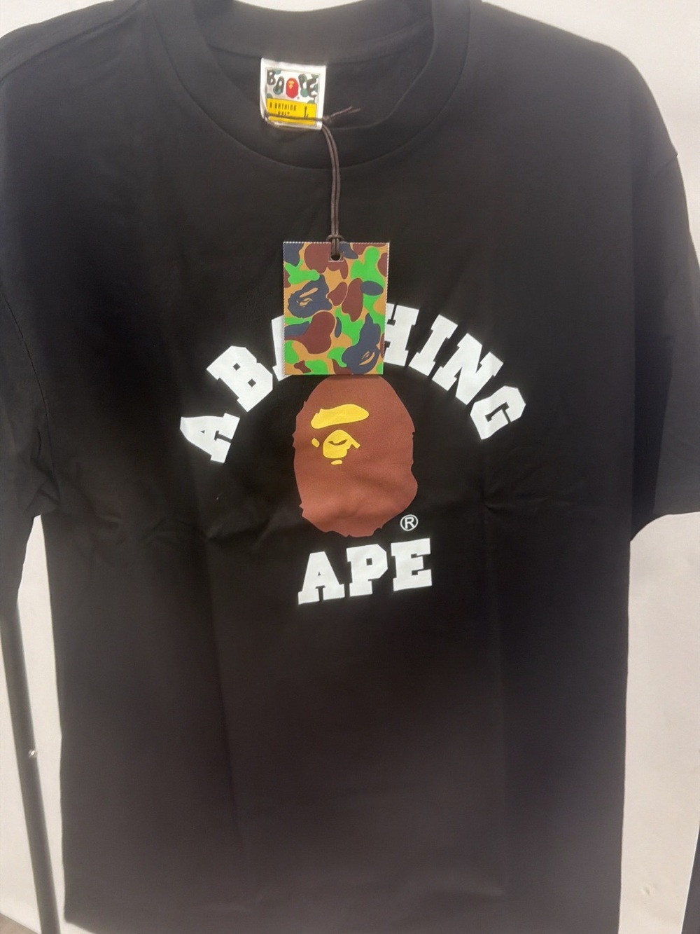 Bape Black Tee with Brown & Yellow Ape Logo